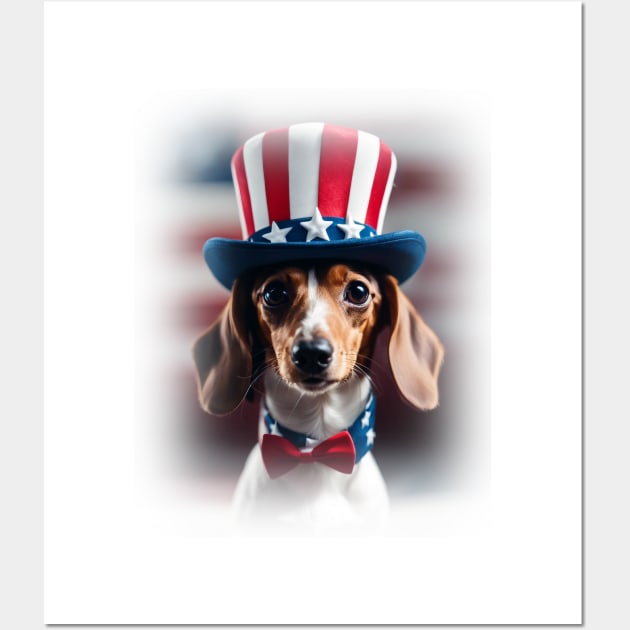 Uncle Sam Patriotic Dachshund Brown Wall Art by Long-N-Short-Shop